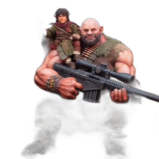 weapon, concept art, 3d render, pixel art, photorealistic, two, characters, one transparent PNG cut-out