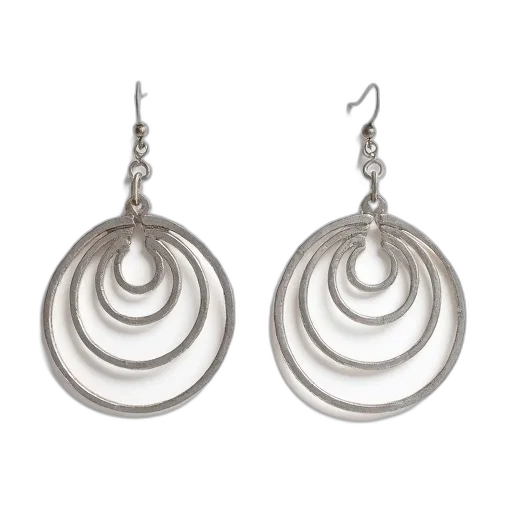 jewelry, pair, silver, earrings, geometric, design, featuring, series transparent PNG cut-out