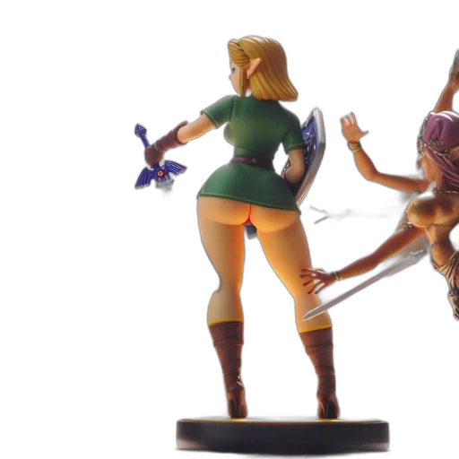 concept art, 3d render, fantasy art, two, characters, resemble, link, princess transparent PNG cut-out