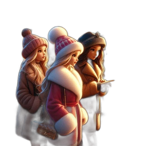 concept art, fantasy art, 3d render, pixel art, snow, fire, city street, three transparent PNG cut-out