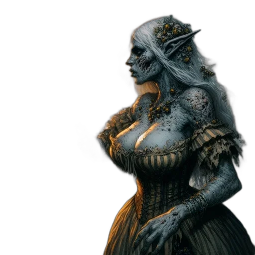 dress, dragon, face, concept art, fantasy art, 3d render, photorealistic, dark transparent PNG cut-out