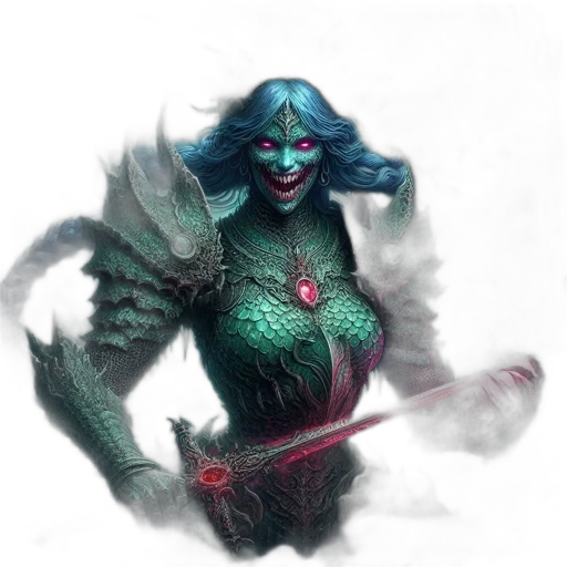 creature, staff, mask, fantasy art, concept art, comic book art, pixel art, underwater transparent PNG cut-out