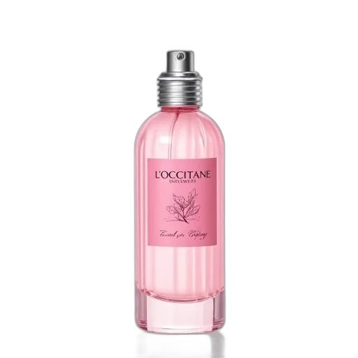 bottle, pink, perfume, silver, cap, label, featuring, brand transparent PNG cut-out