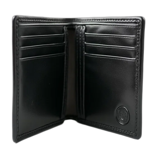 black, leather, wallet, card, slot, left, side, right transparent PNG cut-out