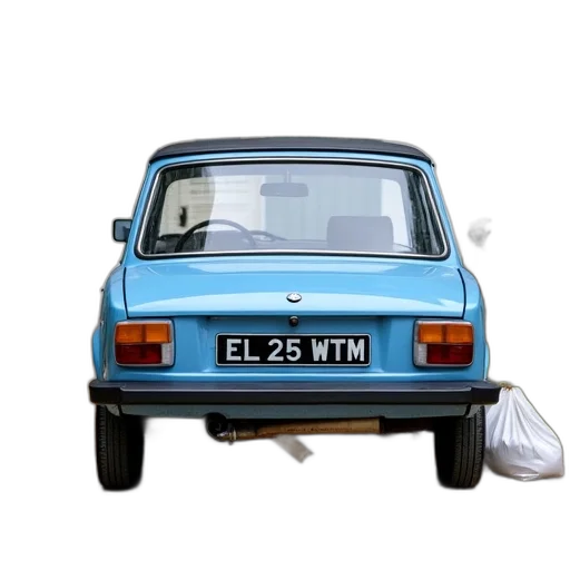 car, photorealistic, 3d render, blue, parked, gravel, driveway, front transparent PNG cut-out