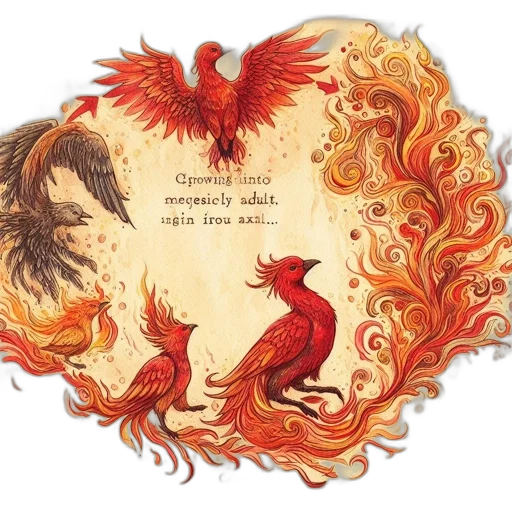 dragon, fantasy art, fire, red, illustration, portrays, life, cycle transparent PNG cut-out