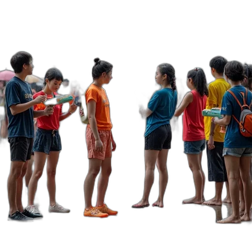 dress, group, people, gathered, wet, area, possibly, after transparent PNG cut-out