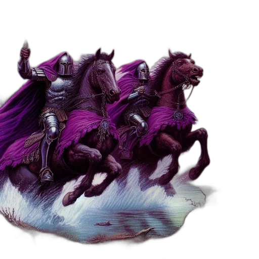 dragon, crown, concept art, fantasy art, two, armored, horsemen, confront transparent PNG cut-out