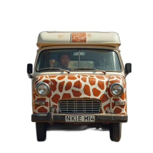 car, giraffe, print, bumper transparent PNG cut-out