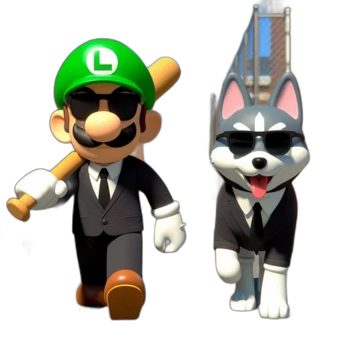 staff, hat, animal, 3d render, concept art, pixel art, cartoon, monochrome transparent PNG cut-out