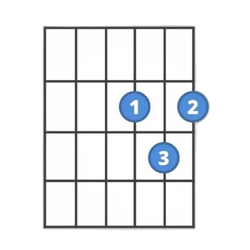 simple, guitar, chord, diagram, three, blue, circles, indicating transparent PNG cut-out