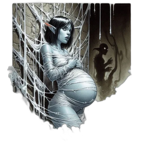 creature, concept art, fantasy art, comic book art, cyberpunk, outer space, pregnant, woman transparent PNG cut-out