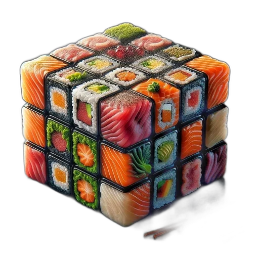 food, furniture, jewelry, photorealistic, 3d render, sushi, sashimi, pieces transparent PNG cut-out
