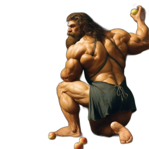 concept art, photorealistic, fantasy art, 3d render, apple, orchard, muscular, man transparent PNG cut-out