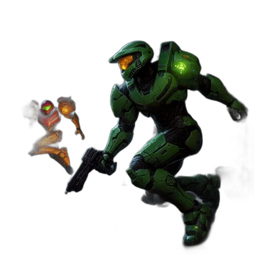 robot, weapon, creature, concept art, pixel art, 3d render, comic book art, outer space transparent PNG cut-out