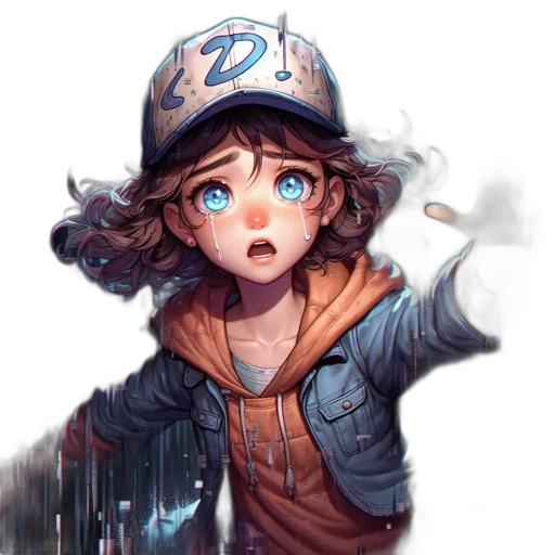 face, hat, jacket, creature, anime, concept art, fantasy art, pixel art transparent PNG cut-out