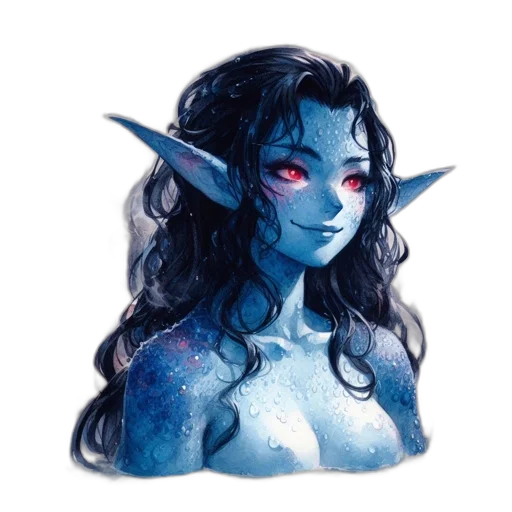 mask, creature, fantasy art, pixel art, concept art, watercolor, blue, aquatic-looking transparent PNG cut-out