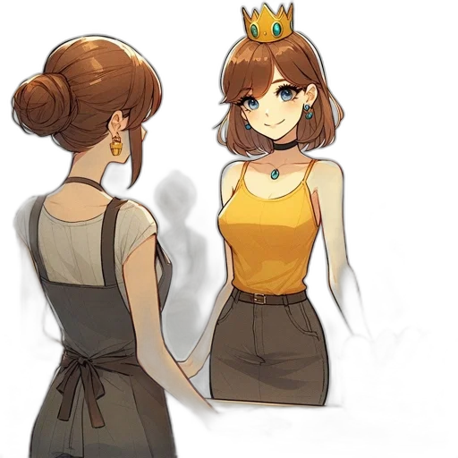 crown, dress, staff, jewelry, concept art, anime, pixel art, fantasy art transparent PNG cut-out