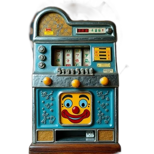 robot, face, mask, 3d render, vintage, slot, machine, blue transparent PNG cut-out