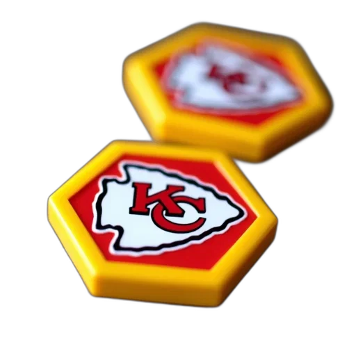 jewelry, 3d render, two, yellow, hexagonal, kansas, city, chiefs transparent PNG cut-out