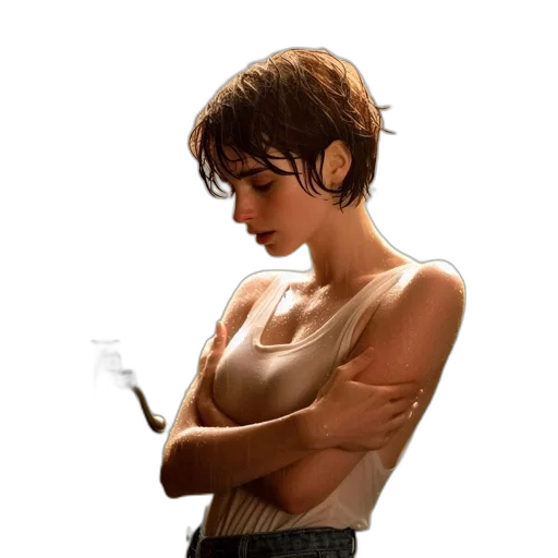 dress, weapon, concept art, photorealistic, pixel art, oil painting, rain, introspective transparent PNG cut-out