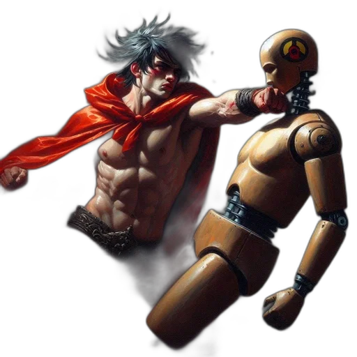 robot, concept art, comic book art, cyberpunk, fantasy art, underwater, muscular, man transparent PNG cut-out