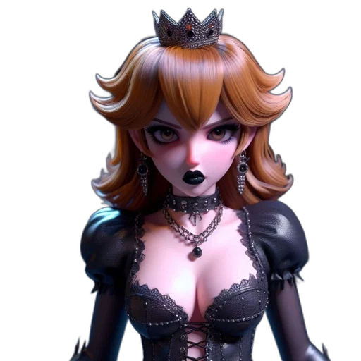 crown, dress, staff, 3d render, concept art, fantasy art, photorealistic, dark transparent PNG cut-out