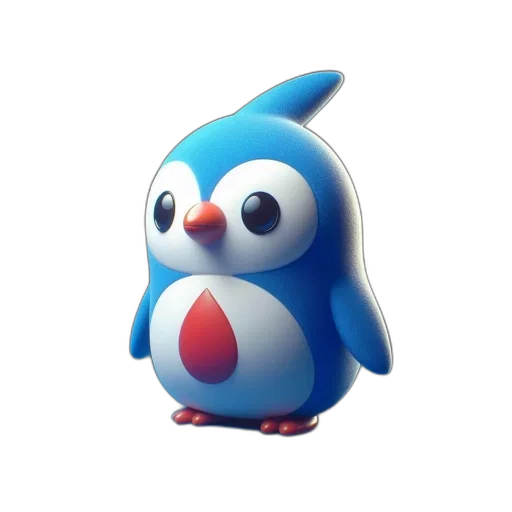 animal, creature, staff, robot, 3d render, concept art, cartoon, blue transparent PNG cut-out