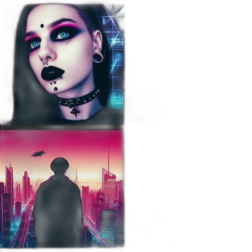 cyberpunk, concept art, comic book art, vaporwave, neon lights, collection, images, includes transparent PNG cut-out