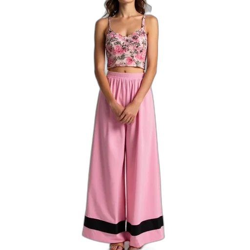 dress, woman, standing, her, feet, together, wearing, pink transparent PNG cut-out