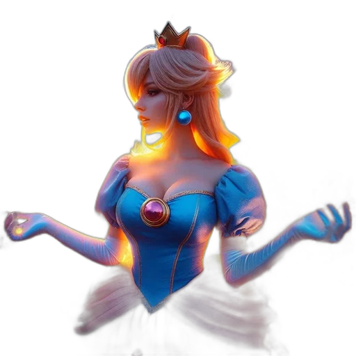 dress, crown, staff, mask, concept art, fantasy art, 3d render, pixel art transparent PNG cut-out