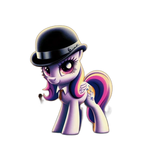 hat, staff, cartoon, pixel art, concept art, 3d render, distinctive, pony transparent PNG cut-out