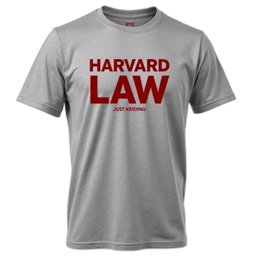 grey, t-shirt, text, harvard, law, red, just, kidding transparent PNG cut-out