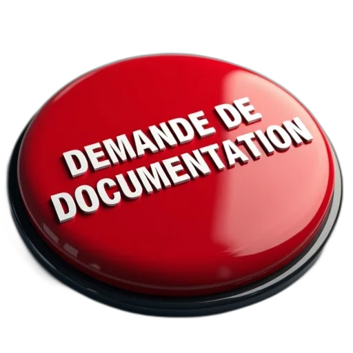 red, button, text, demande, documentation, white, positioned, reflective transparent PNG cut-out