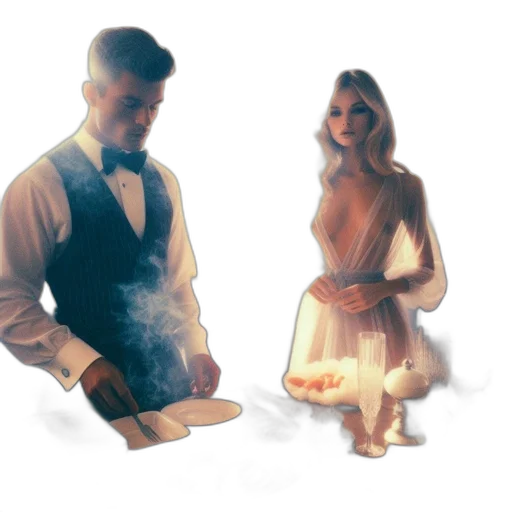 dress, concept art, 3d render, fire, underwater, night, luxurious, kitchen transparent PNG cut-out