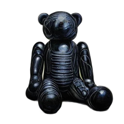 robot, creature, 3d render, large, intricate, metallic, teddy, bear transparent PNG cut-out