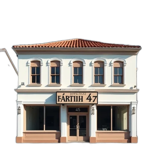 building, furniture, 3d render, photorealistic, concept art, city street, earth tones, two-story transparent PNG cut-out