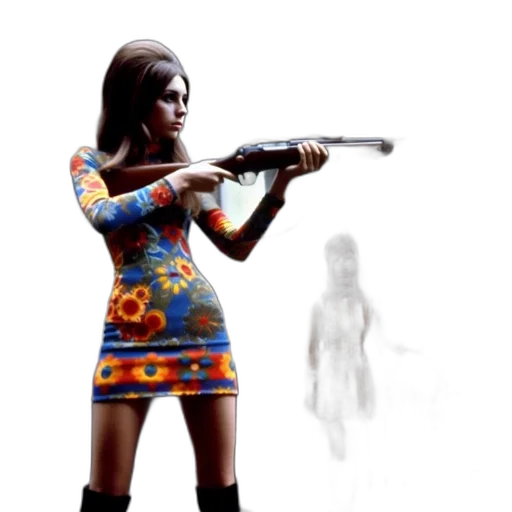 dress, weapon, concept art, 3d render, pixel art, comic book art, two, women transparent PNG cut-out