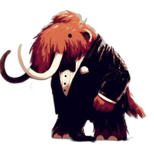 animal, creature, staff, concept art, watercolor, fantasy art, cartoon, mammoth transparent PNG cut-out