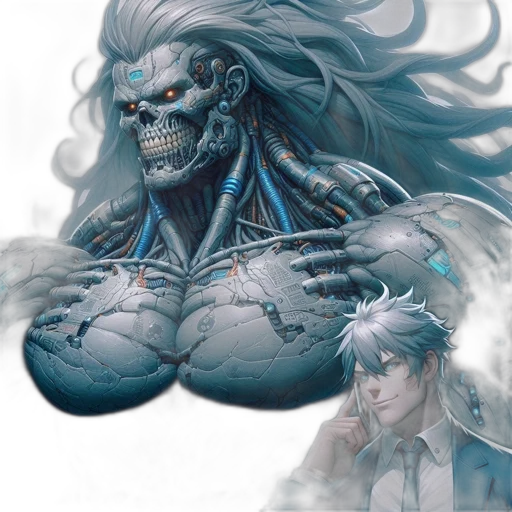 creature, concept art, fantasy art, comic book art, cyberpunk, underwater, blue, two transparent PNG cut-out