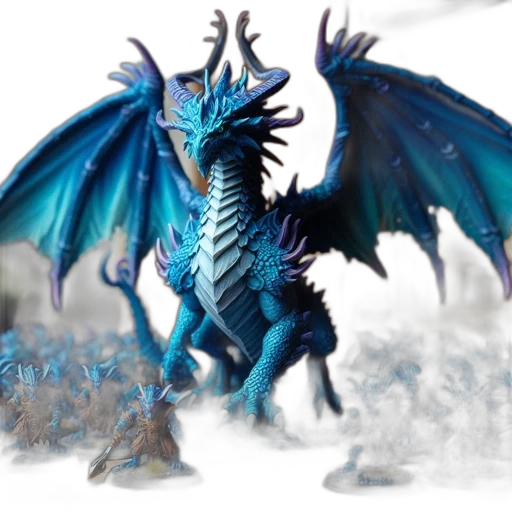 dragon, creature, animal, fantasy art, concept art, 3d render, pixel art, blue transparent PNG cut-out