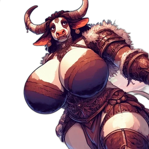 animal, concept art, fantasy art, comic book art, watercolor, fantasy, figure, woman-bull transparent PNG cut-out