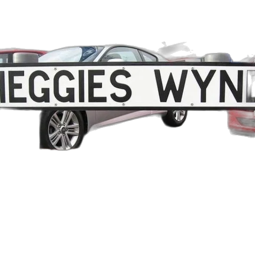 car, street, sign, reading, heggies, wynd, front, brick transparent PNG cut-out