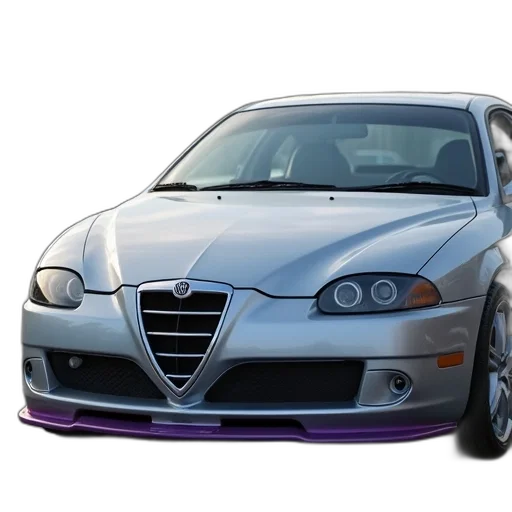 car, photorealistic, 3d render, silver, parked, parking, lot, purple transparent PNG cut-out