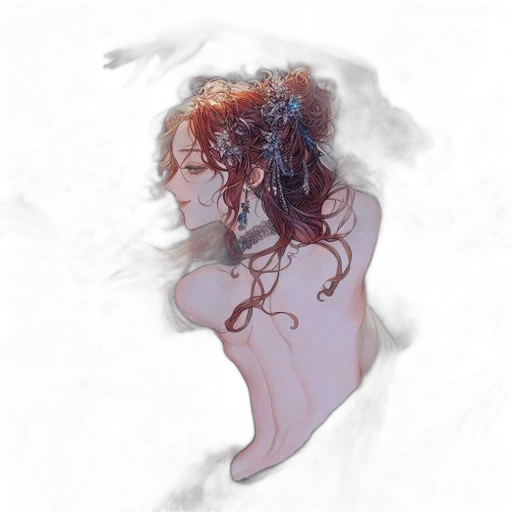 dress, crown, photorealistic, fantasy art, concept art, watercolor, fire, fog transparent PNG cut-out