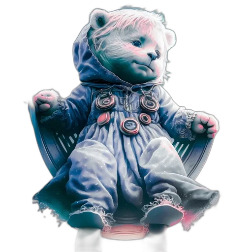 jacket, staff, creature, concept art, fantasy art, 3d render, watercolor, blue transparent PNG cut-out