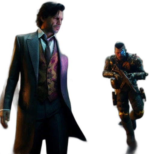 jacket, concept art, cyberpunk, 3d render, pixel art, dark, sophisticated, man transparent PNG cut-out