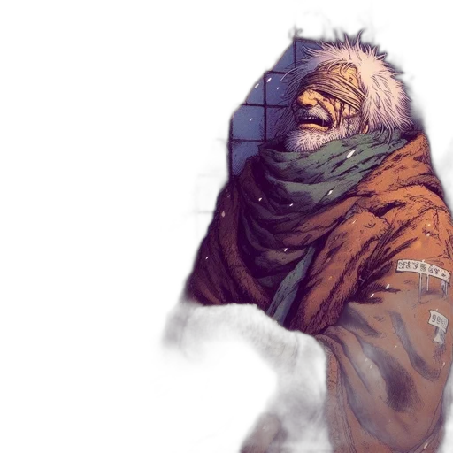 jacket, creature, mask, face, concept art, cyberpunk, fantasy art, comic book art transparent PNG cut-out