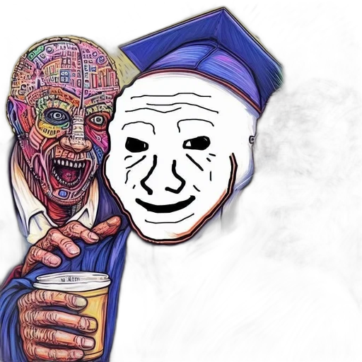 mask, face, hat, robot, vaporwave, concept art, three, figures transparent PNG cut-out