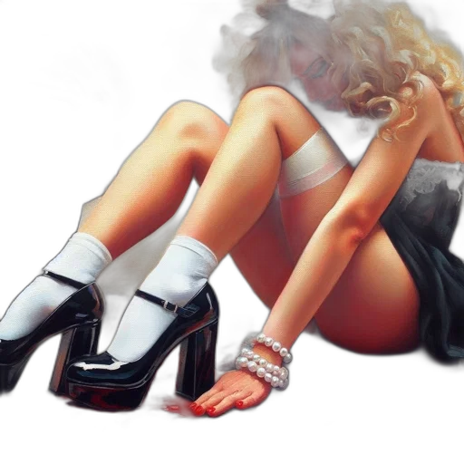 shoes, dress, photorealistic, concept art, comic book art, fantasy art, neon lights, fire transparent PNG cut-out